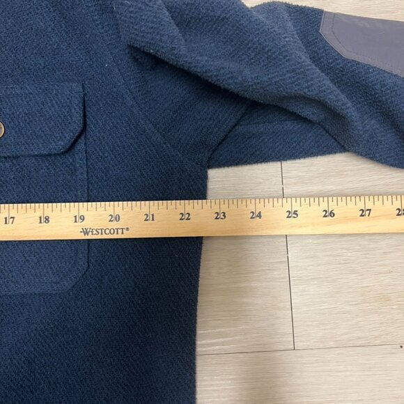 ll bean Shacket Men’s Medium Tall Elbow Patched Blue Snap Button - Picture 6 of 8